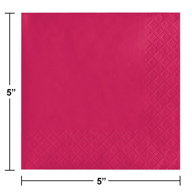 Creative Converting Touch of Color 2-Ply 50 Count Paper Beverage Napkins, Hot Magenta - Image 3